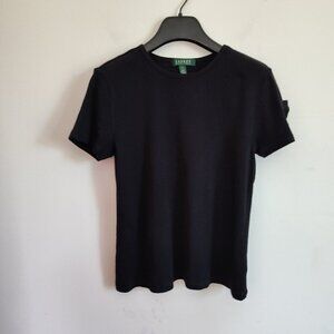 Ladies SZ S Lauren Ralph Lauren Black Cotton Short-Sleeve T-Shirt